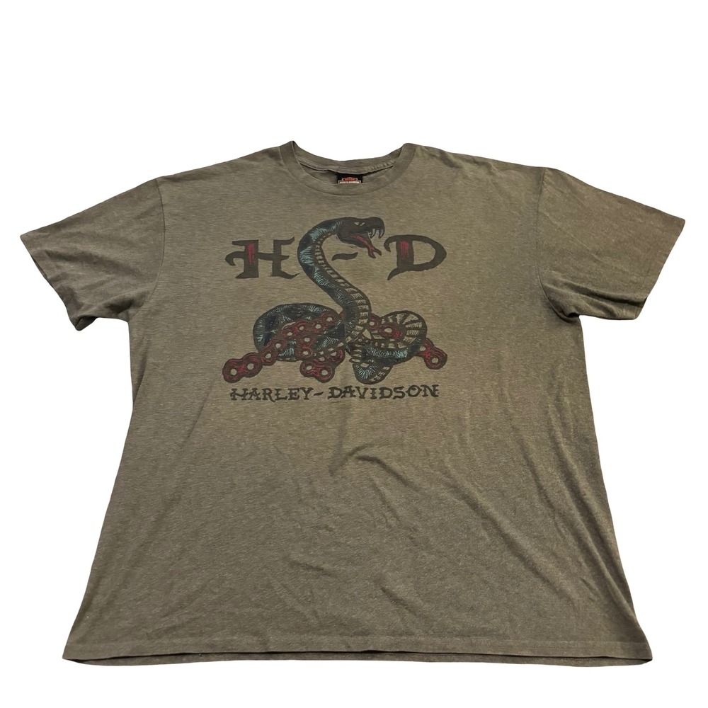Harley-Davidson Mens San Antonio Caliente Cobra Graphic T-Shirt Olive Green XL